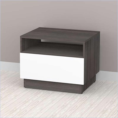 Nexera Allure End Table in White Lacquer & Ebony