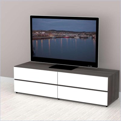 Nexera Allure 60" TV Stand in White Lacquer & Ebony