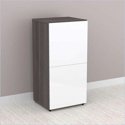 Nexera Allure 1-Door Storage Module in White Lacquer & Ebony