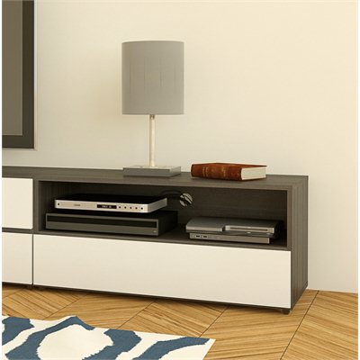 Nexera Allure 36" TV Stand in White Lacquer & Ebony