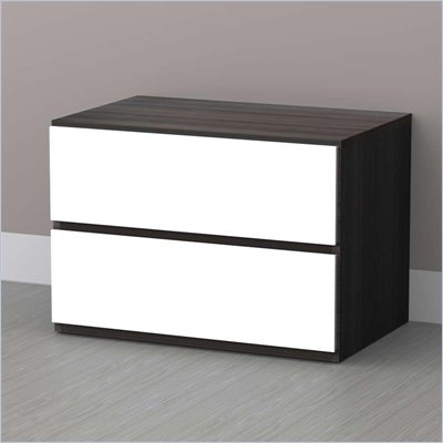 Nexera Allure Night Stand in White Lacquer & Ebony