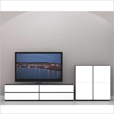Nexera Allure 3-Piece Entertainment Center in Ebony and White