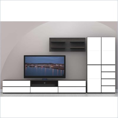 Nexera Allure 8-Piece Entertainment Center in Ebony and White