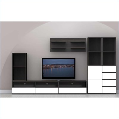 Nexera Allure 8-Piece Entertainment Center in Ebony and White