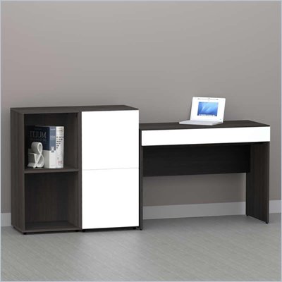 Nexera Allure 3-Piece Office Module in Ebony and White