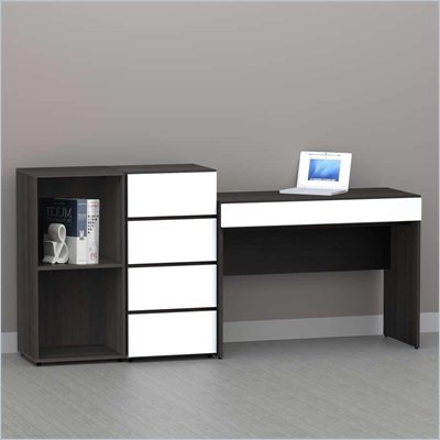 Nexera Allure 3-Piece Office Module in Ebony and White