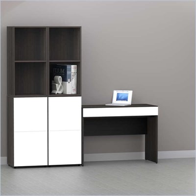 Nexera Allure 5-Piece Office Module in Ebony and White