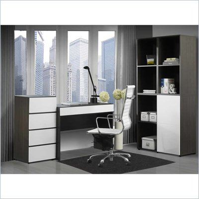 Nexera Allure 6-Piece Office Module in Ebony and White