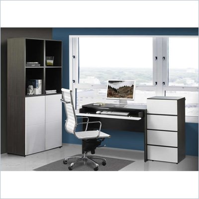 Nexera Allure 6-Piece Office Module in Ebony and White