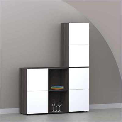 Nexera Allure 4-Piece Storage Module in Ebony and White