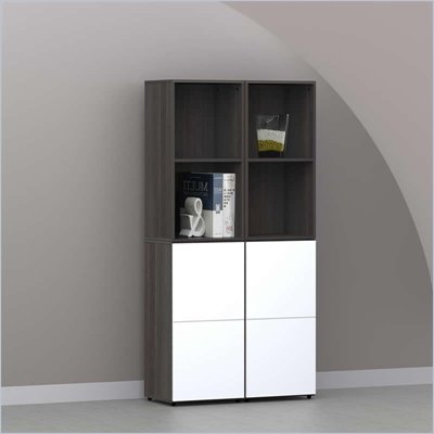 Nexera Allure 4-Piece Storage Module in Ebony and White