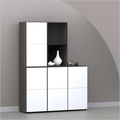 Nexera Allure 5-Piece Storage Module in Ebony and White