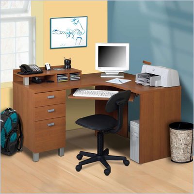 Nexera Ambiance Corner Computer Workstation in Cappuccino