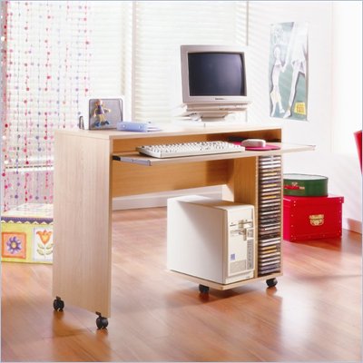 Nexera Azbi Mobile Computer Desk in Natural Maple