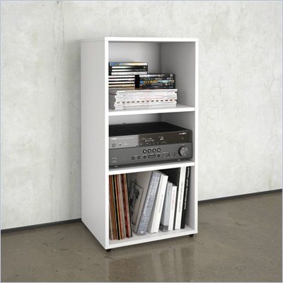 Nexera Blvd Open Storage Module in White Lacquer & Melamine
