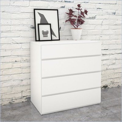 Nexera Blvd 4 Drawer Chest in White Lacquer & Melamine