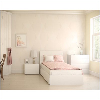 Nexera Blvd Reversible Storage 4 Piece Bedroom Set in White