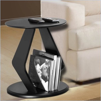 Nexera Boomerang Fine Textured Lacquer End Table in Wenge Finish