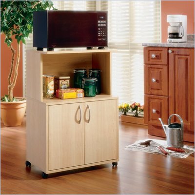 Nexera Delissio Microwave Kitchen Cart in Natural Maple