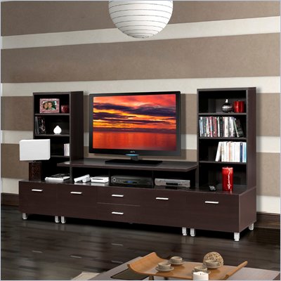 Nexera Element 56" TV Stand with Wide Satellite Units in Espresso