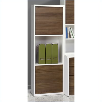 Nexera Liber-T 54" 2 Door Bookcase in White and Walnut