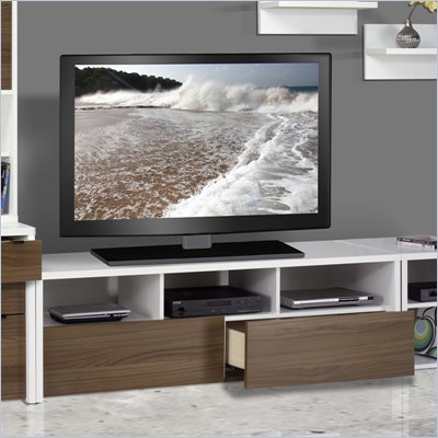 Nexera Liber-T 60" 2 Drawer TV Stand in White and Walnut