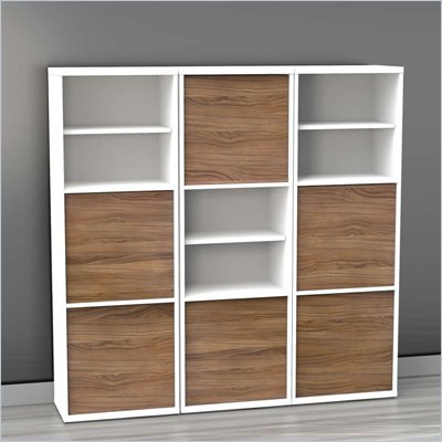 Nexera Liber-T 3-Piece Modular Storage Set in White and Walnut