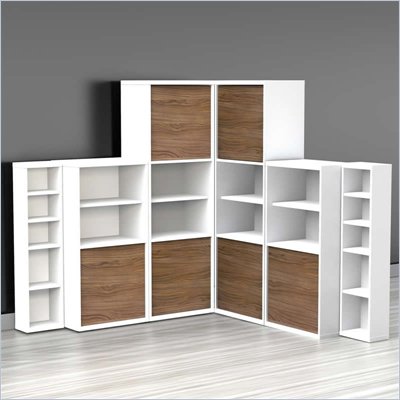 Nexera Liber-T 6-Piece Modular Storage Set in White and Walnut
