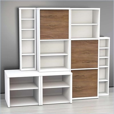 Nexera Liber-T 6-Piece Modular Storage Set in White and Walnut