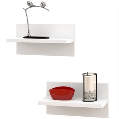 Nexera Liber-T Wall Shelves in White (Set of 2)