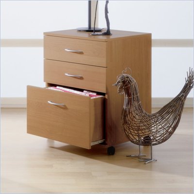 Nexera Mobile 3 Drawer Lateral Mobile Wood Filing Cabinet in Natural Maple