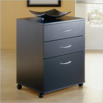 Nexera Mobile 3 Drawer Vertical Mobile Wood Filing Cabinet in Black