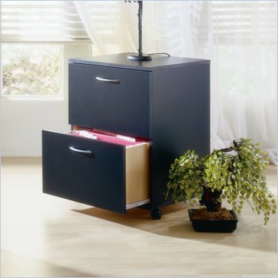 Nexera Mobile 2 Drawer Mobile Wood Filing Cabinet in Black