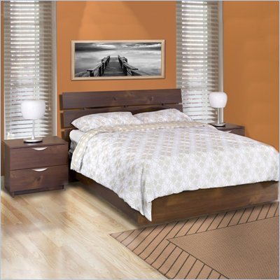 Nexera Nocce Wood Platform Bed 3 Piece Bedroom Set in Truffle