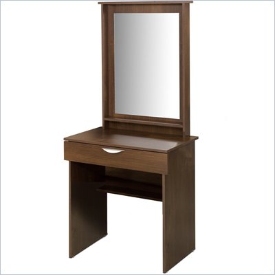 Nexera Nocce Wood Makeup Vanity Table and Mirror in Truffle Finish