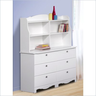 Nexera Pixel 6 Drawer Double Dresser and Hutch Set in White