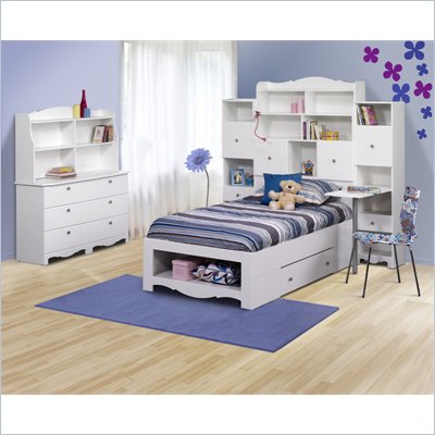 Nexera Pixel Twin Storage Bed 6 Piece Bedroom Set in White