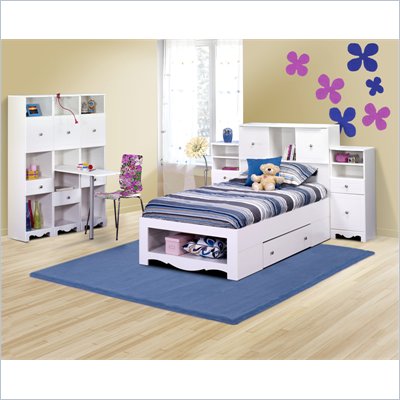 Nexera Pixel Twin Storage Bed 7 Piece Bedroom Set in White