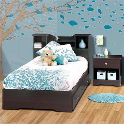 Nexera Pocono Twin Storage Bed 3 Piece Bedroom Set in Espresso