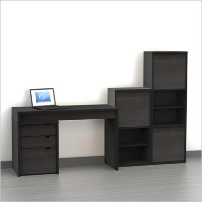 Nexera Sereni-T 4-Piece Modular Workstation in Ebony
