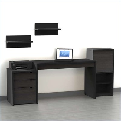 Nexera Sereni-T 5-Piece Modular Workstation in Ebony