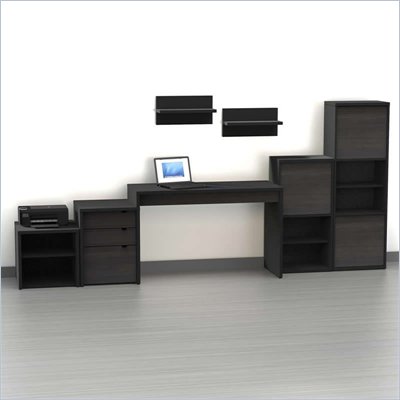 Nexera Sereni-T 7-Piece Modular Workstation in Ebony