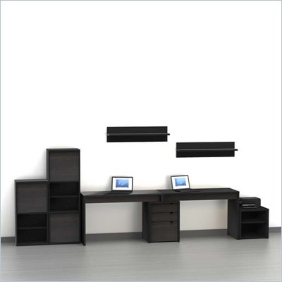Nexera Sereni-T 8-Piece Modular Workstation in Ebony