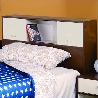 Nexera Topolino Bookcase Storage Headboard in Truffle and Ivory Finish