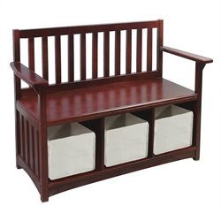 Guidecraft Classic Espresso Storage Bench with Bins