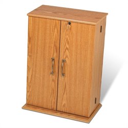 Prepac Locking CD DVD Media Storage Cabinet in Oak/Black