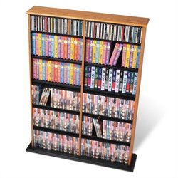 Prepac Double Width CD DVD Wall Media Storage in Oak and Black