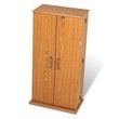 Prepac Tall Locking CD DVD Media Storage Cabinet in Oak and Black