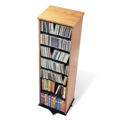 Prepac 2-Sided Spinning CD DVD Media Storage Tower in Oak and Black