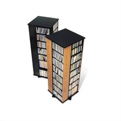 Prepac 4-Sided Spinning CD DVD Media Storage Tower in Oak and Black